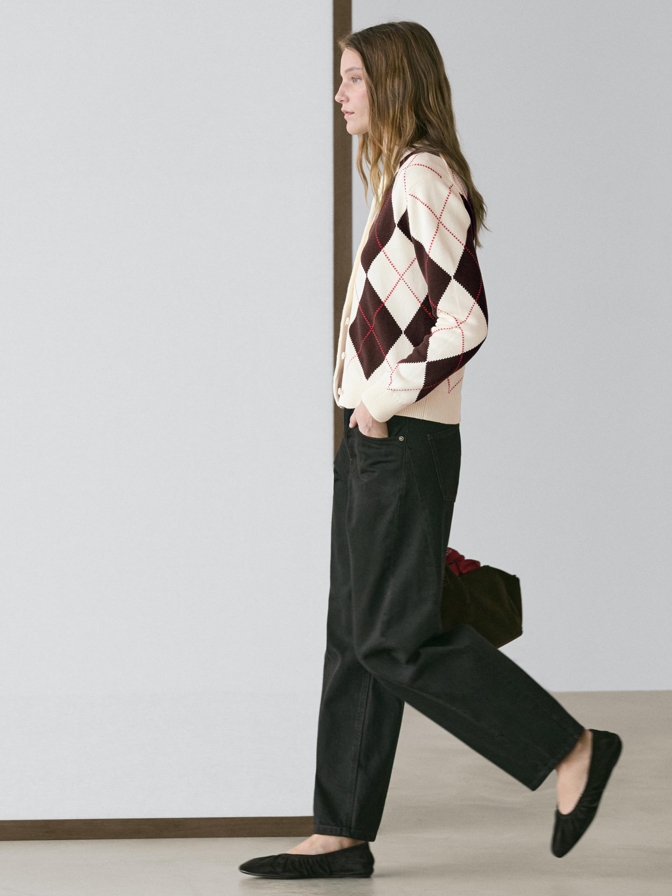 Cardigan à losanges en coton